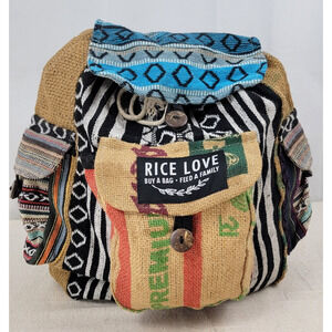 Rice Love Handmade Recycled Rice Sack Boho Backpack